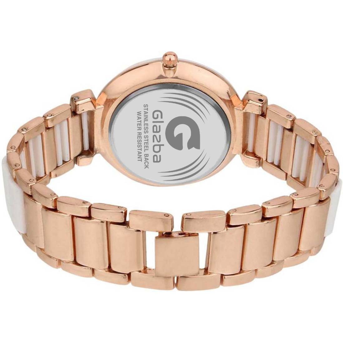 Elegant White Stone Analog Watch for Women – Stainless Steel Chain