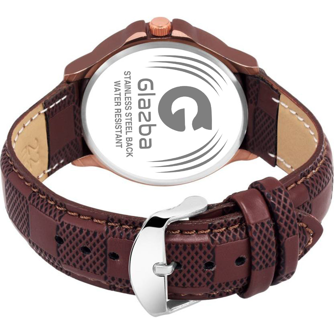 Textured Brown Leather Analog Watch with Day and Date – For Men