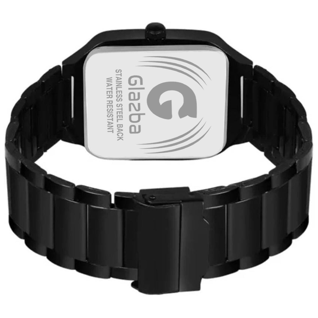 Black Square Watch with Golden Dial – For Men