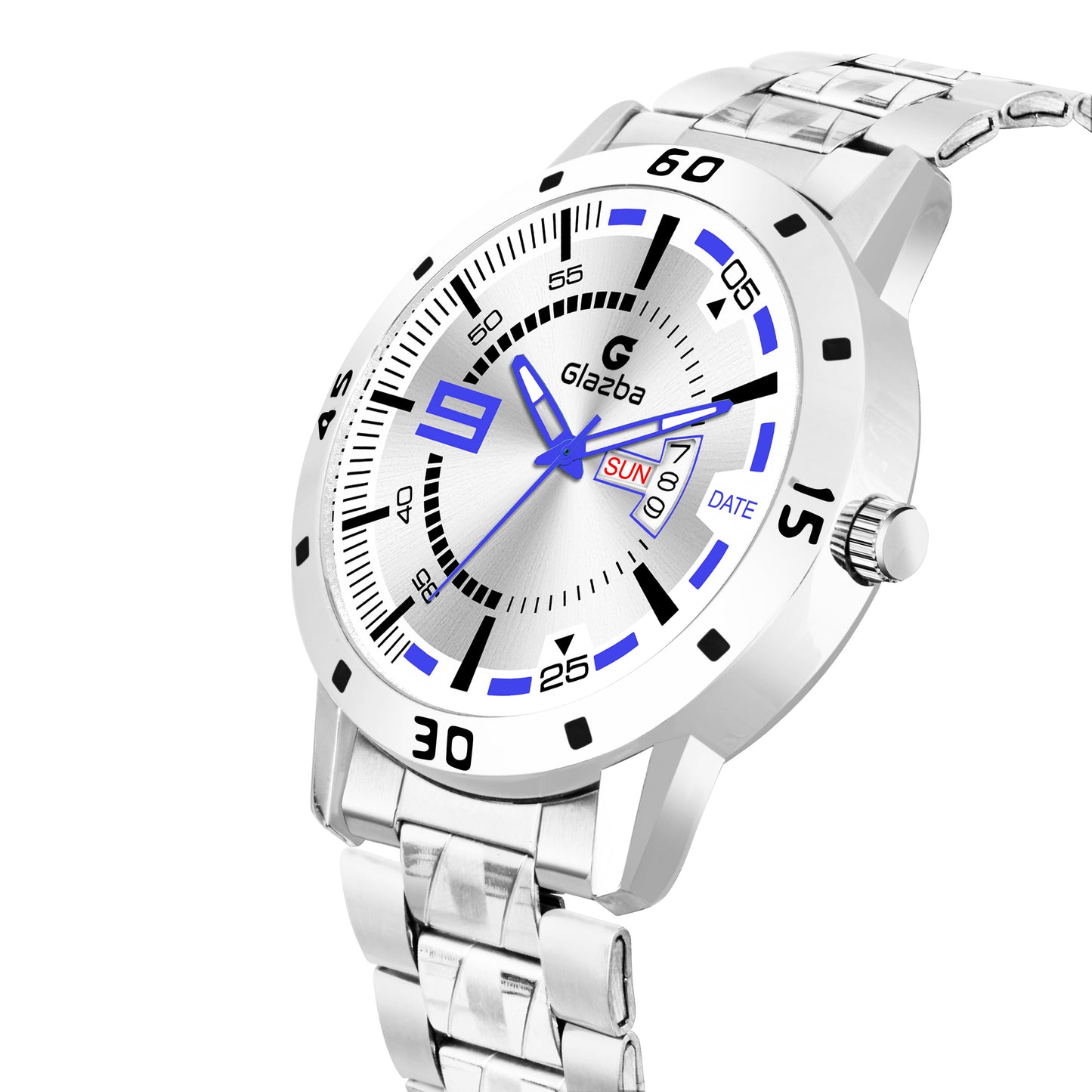 Glazba Signature 9 Silver Dial Analog Watch with Day & Date – For Men