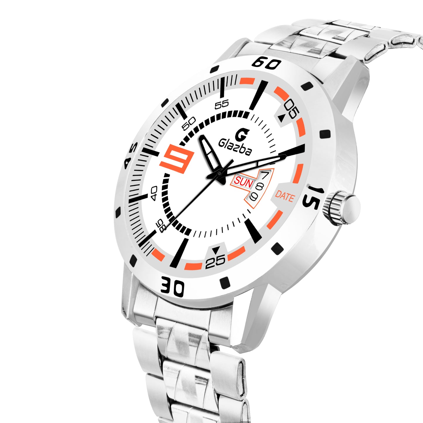 Glazba Signature 9 White Dial Analog Watch with Day & Date – For Men