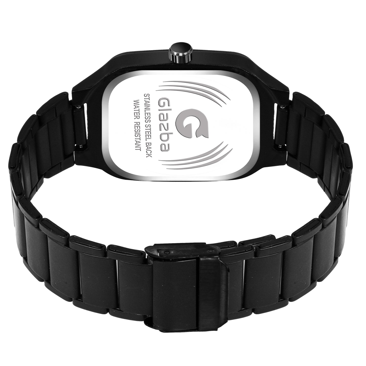 Stylish Black Square Watch with Golden Dial – For Men