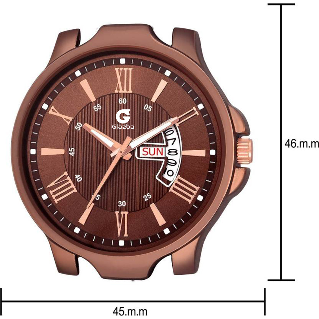 Textured Brown Leather Analog Watch with Day and Date – For Men