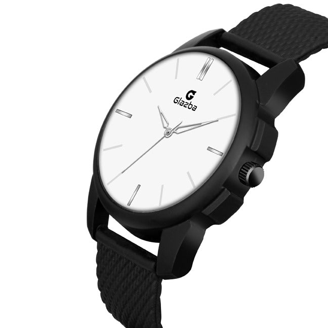 Classic Black Sikka with White Dial Watch - for Men