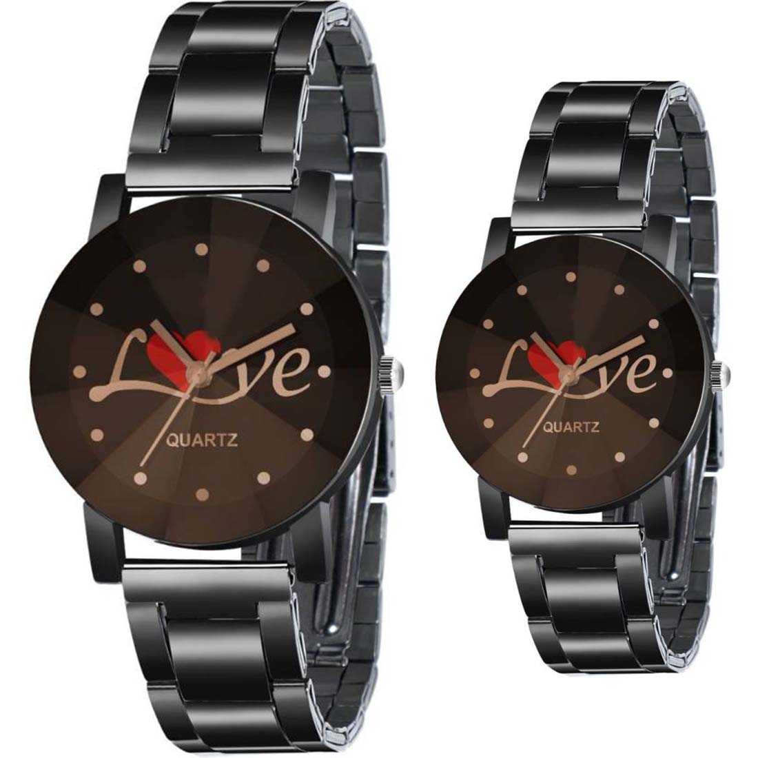 Couple Combo Analog Watch With Metal Chain