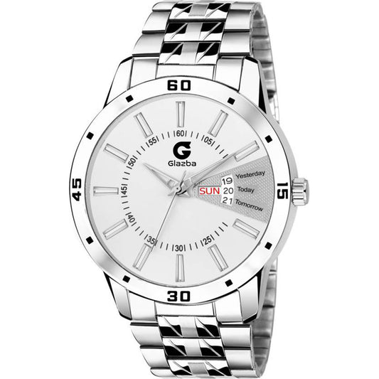 Men's Analog Watch with Day & Date Function – Stainless Steel Chain Strap