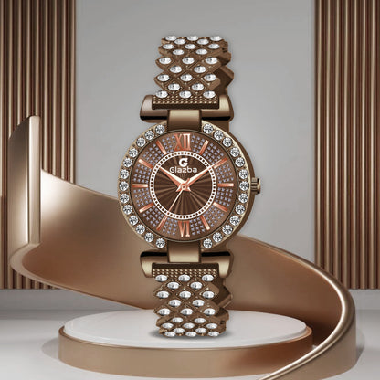 Elegant Brown Stone Analog Watch for Women – Stainless Steel Chain