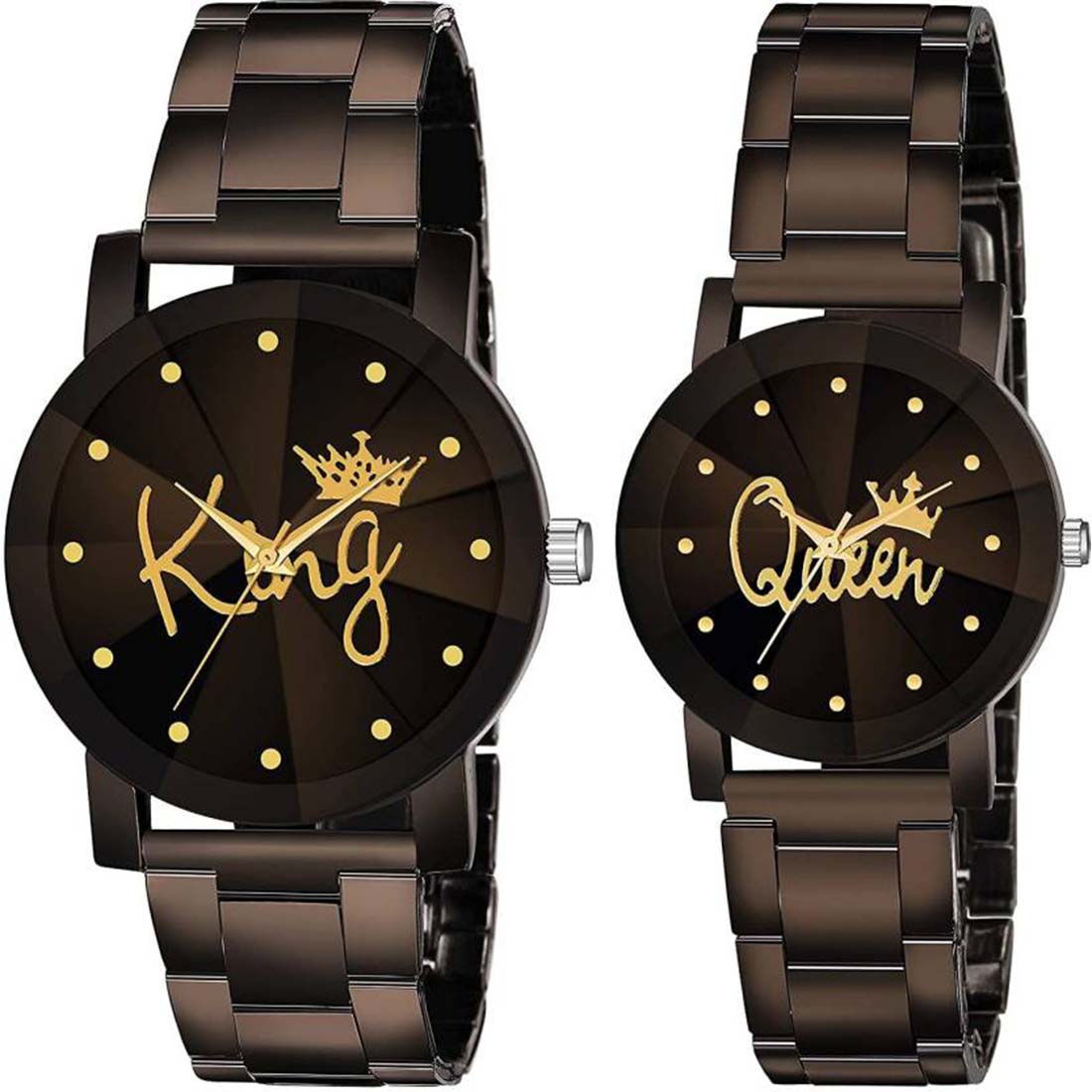 Couple Combo Analog Watch With Metal Chain