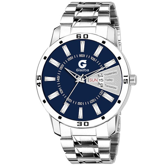 Men's Analog Watch with Day & Date Function – Stainless Steel Chain Strap