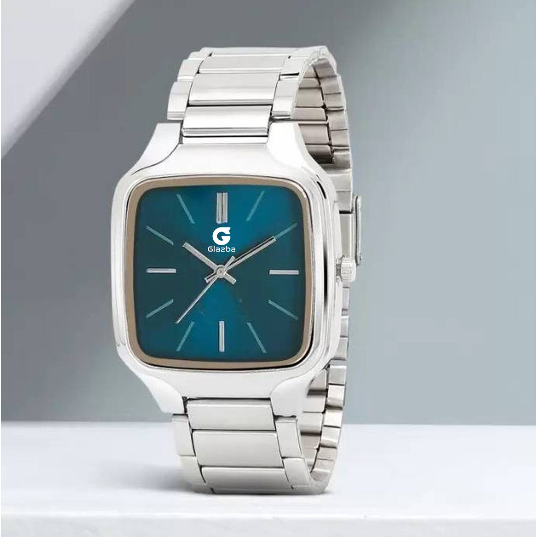 The Sleek Square Watch with Silver Stainless Steel Strap - for Men