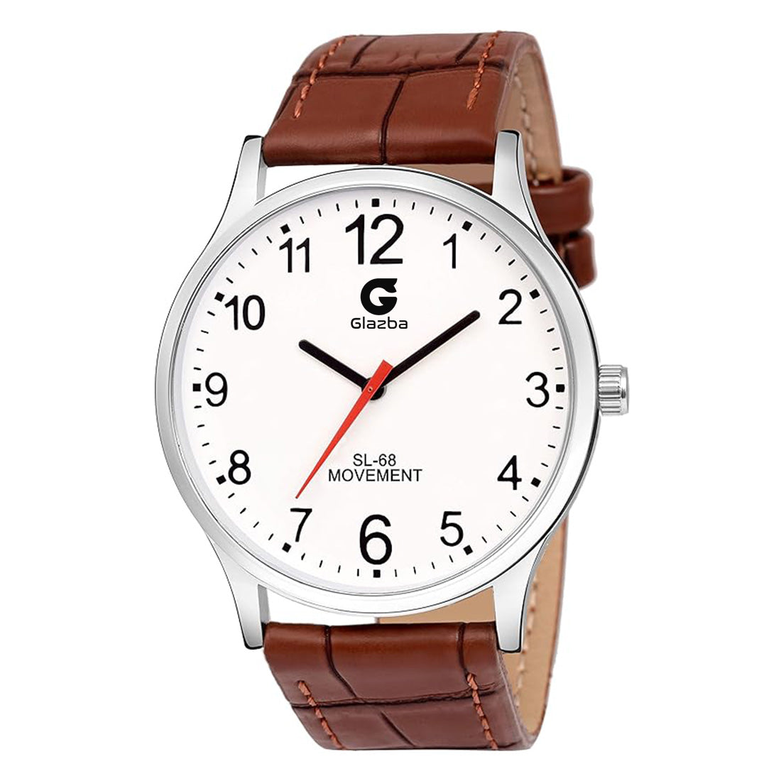 Bold & Classic: Number Dial Leather Analog Watch – For Men