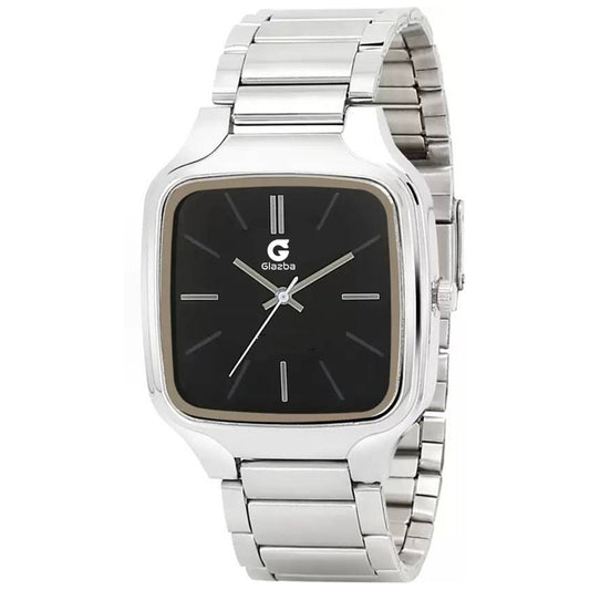 The Sleek Square Watch with Silver Stainless Steel Strap - for Men