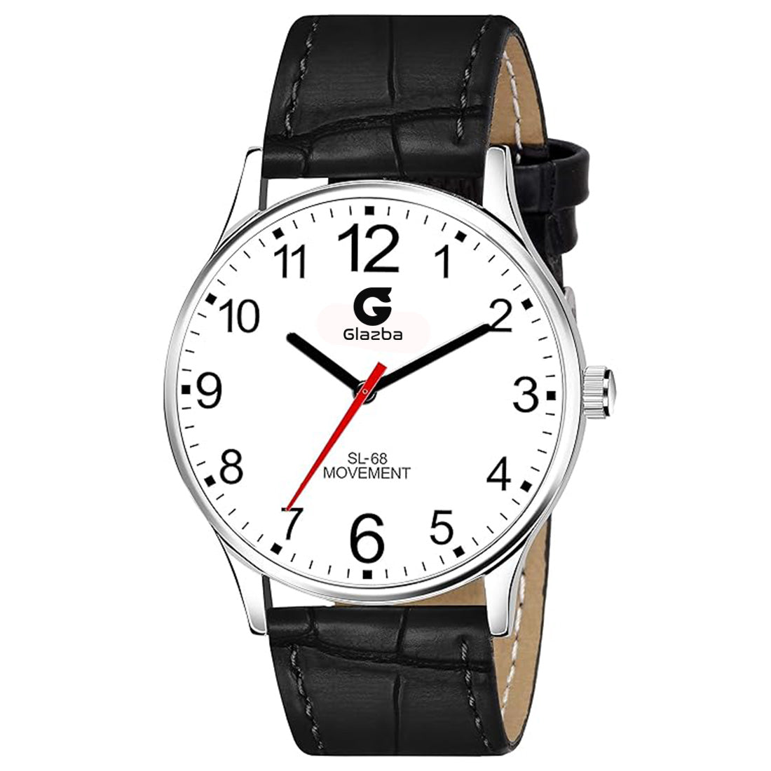 Bold & Classic: Number Dial Leather Analog Watch – For Men