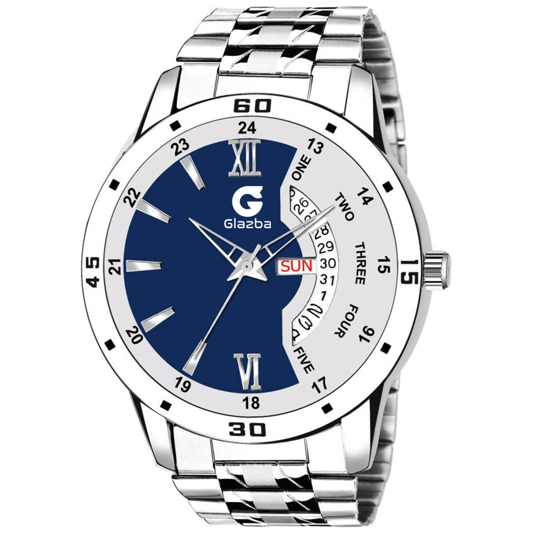 Men's Stylish Dual Colour Analog Watch with Day & Date Function –  Stainless Steel Chain