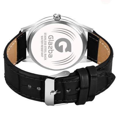 Bold & Classic: Black Number Dial Leather Analog Watch – For Men