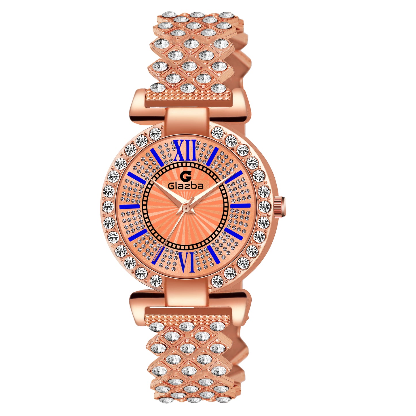 Elegant Rose Gold Stone Analog Watch for Women – Stainless Steel Chain