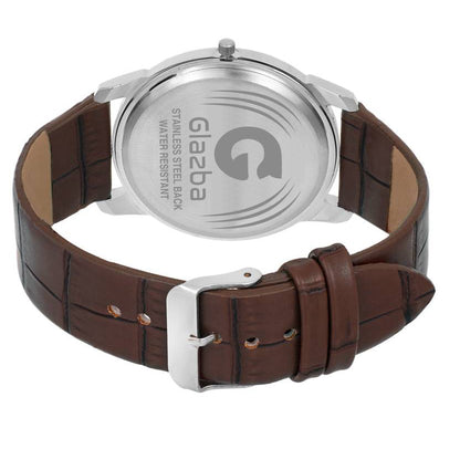 Slim Brown Casual Analog Watch with Leather Strap – For Men