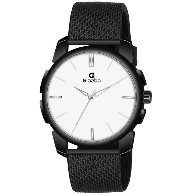 Classic Black Strap Watch with White and Black Dial options - for Men