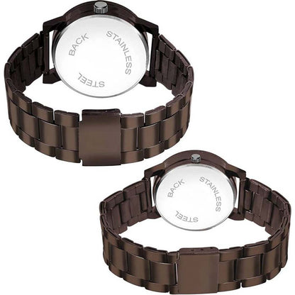 King Queen Combo Analog Watch With Metal Chain - For Couples
