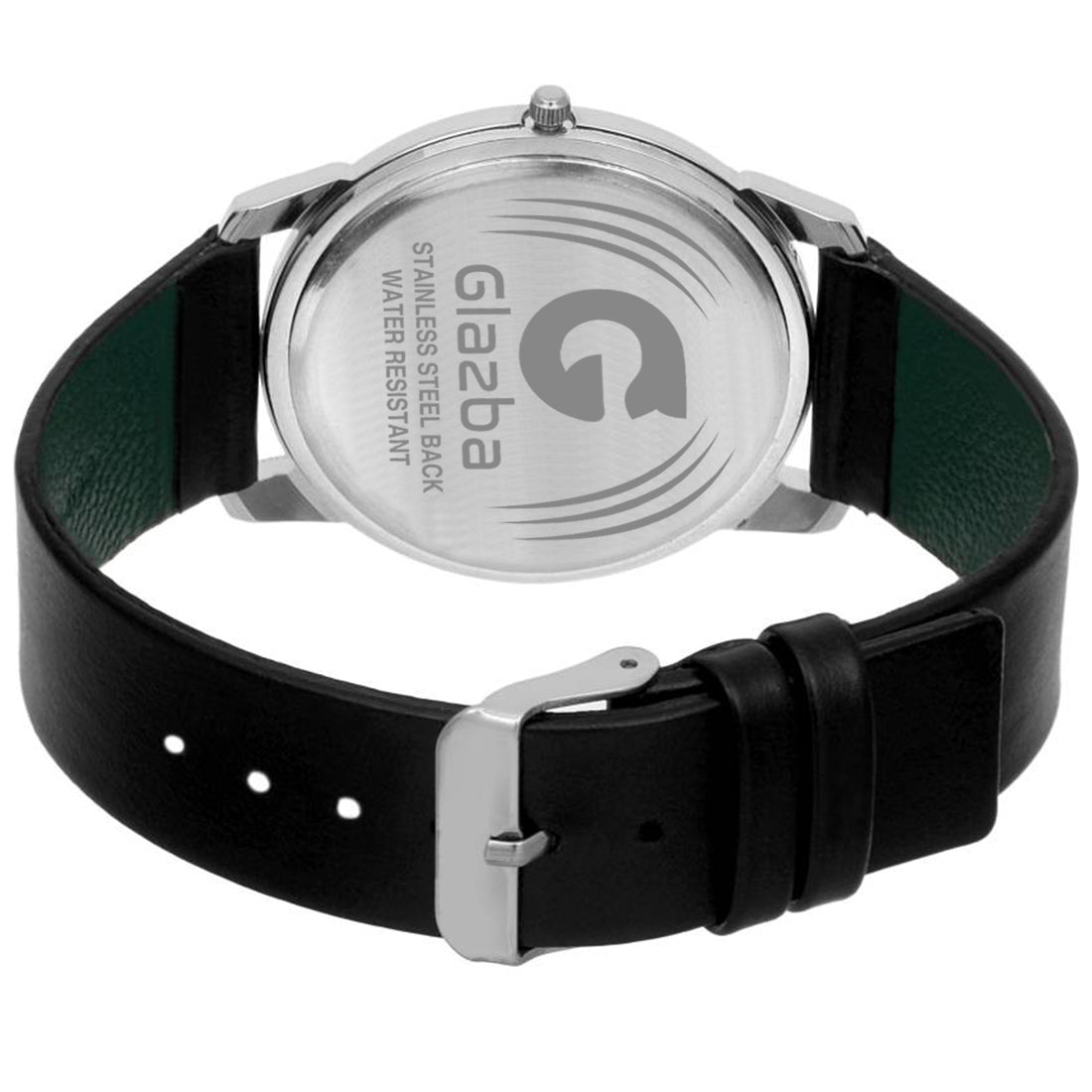 Slim white and black Casual Analog Watch with Leather Strap – For Men