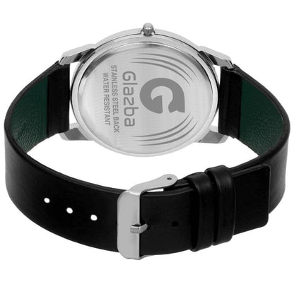 Slim white and black Casual Analog Watch with Leather Strap – For Men