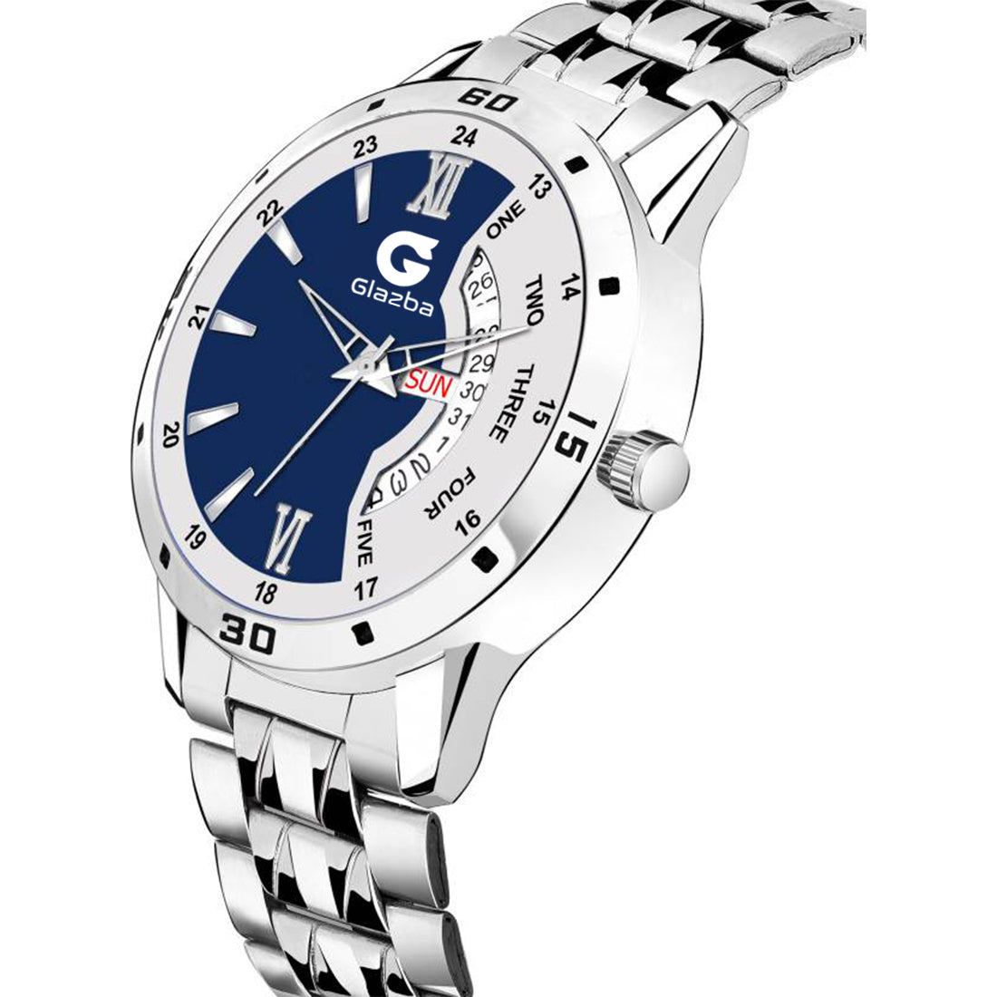 Men’s Dual Tone Blue & White Analog Watch with Day & Date