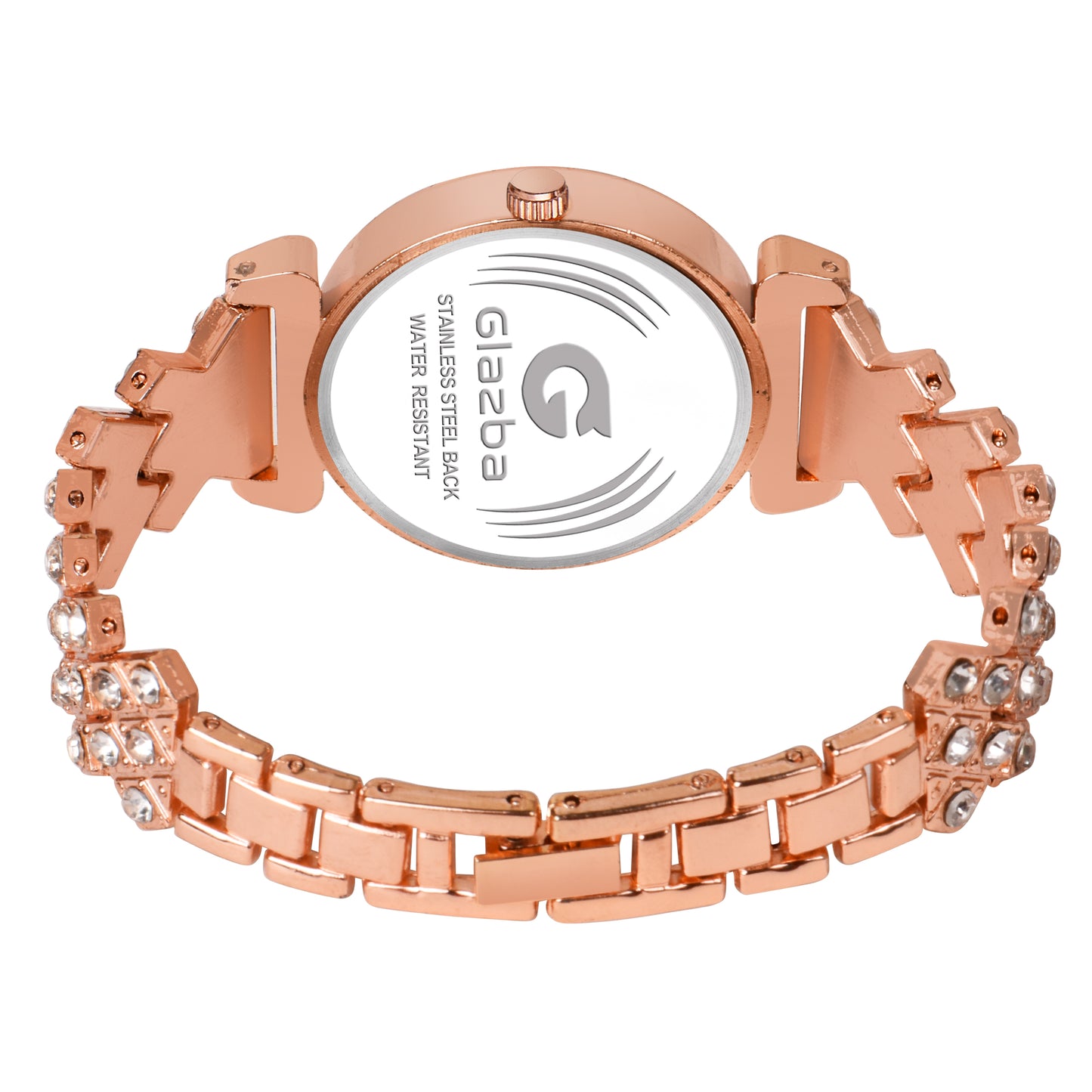 Elegant Rose Gold Stone Analog Watch for Women – Stainless Steel Chain
