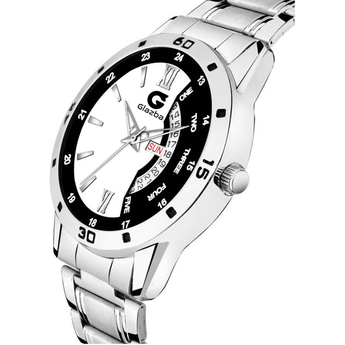 Men’s Dual Tone Black & White Analog Watch with Day & Date Function