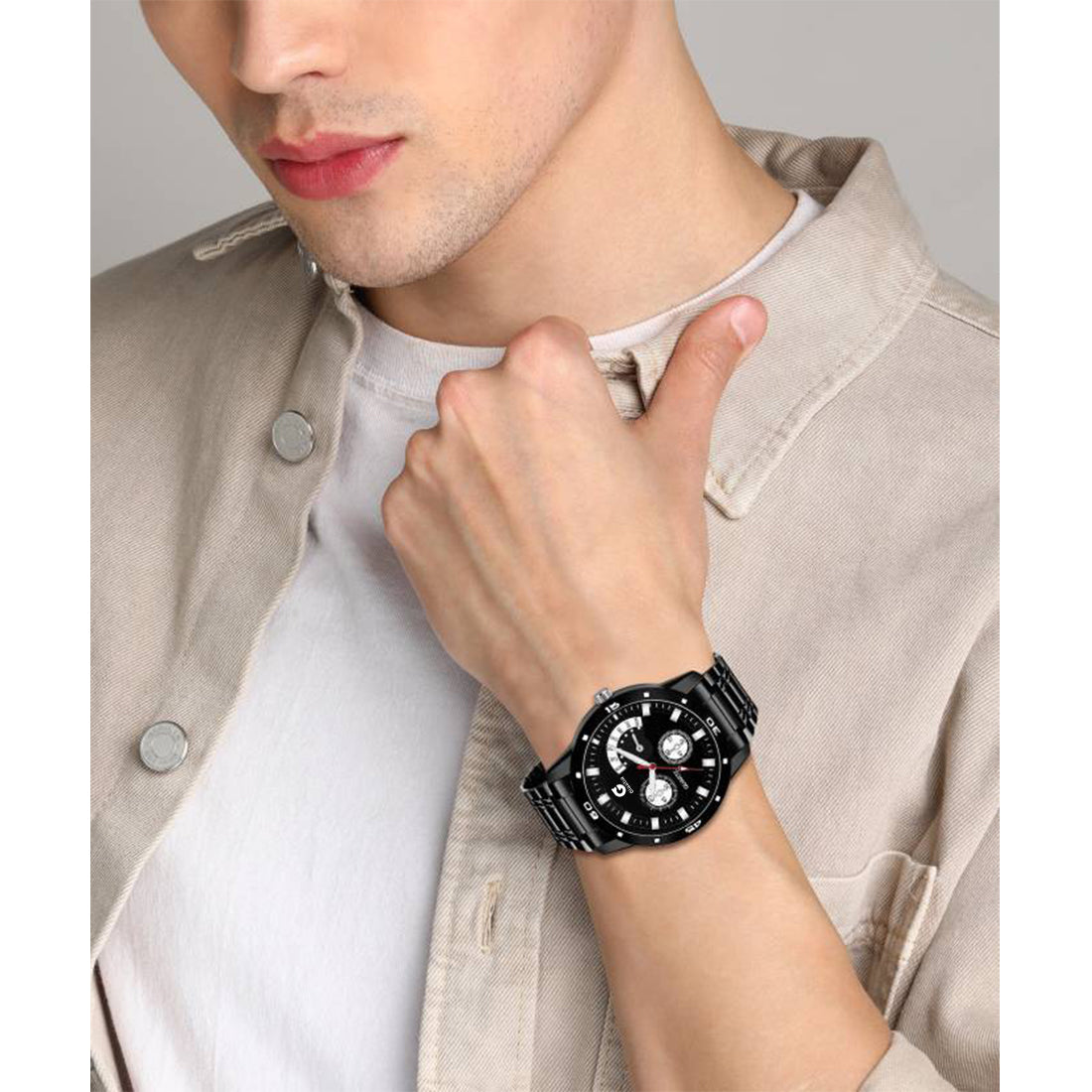 Glazba Black Chain Chrono Dial Watch – For Men