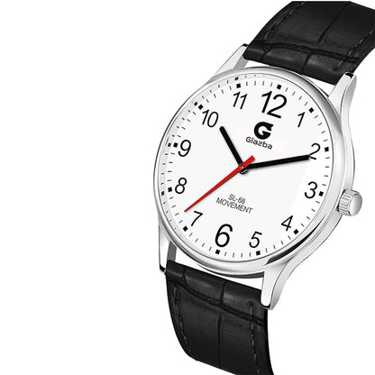 Bold & Classic: Black Number Dial Leather Analog Watch – For Men