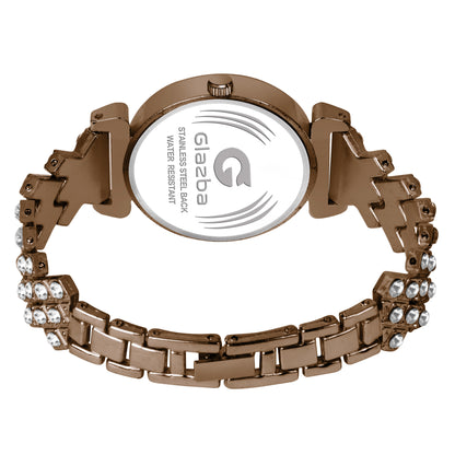 Elegant Brown Stone Analog Watch for Women – Stainless Steel Chain