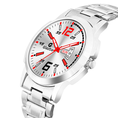 Glazba Signature 12–6 Silver Dial Analog Watch with Day & Date – For Men