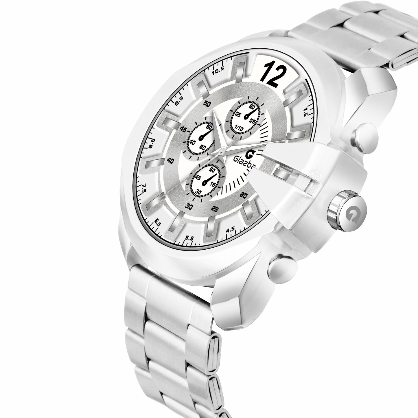 Glazba’s Sleek Silver Dial Chronograph Design  Analog Watch – For Men
