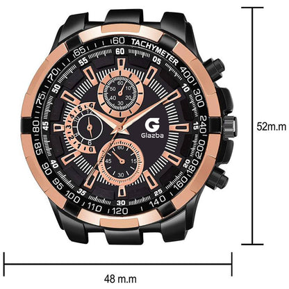 Rose Gold Multi Dial Chronograph Luxury Quartz Analog Watch - For Men