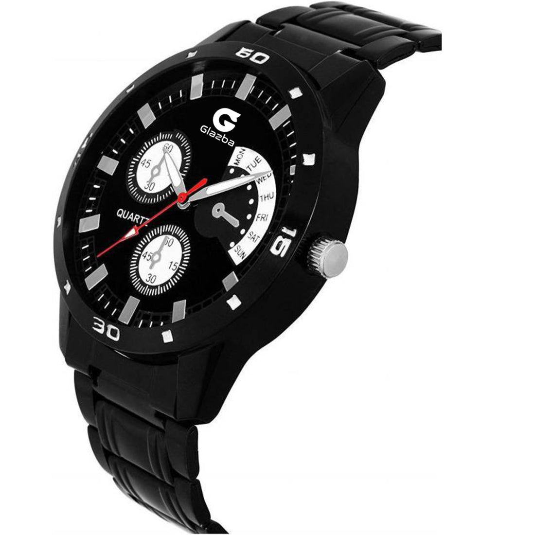 Glazba Black Chain Chrono Dial Watch – For Men