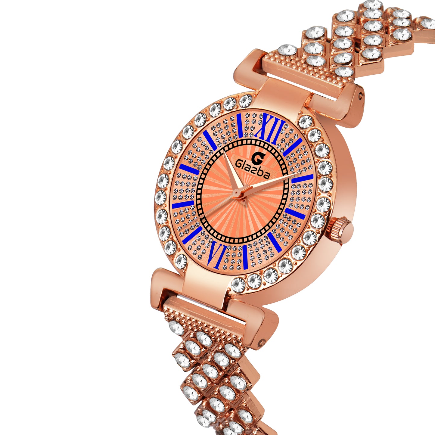 Elegant Rose Gold Stone Analog Watch for Women – Stainless Steel Chain