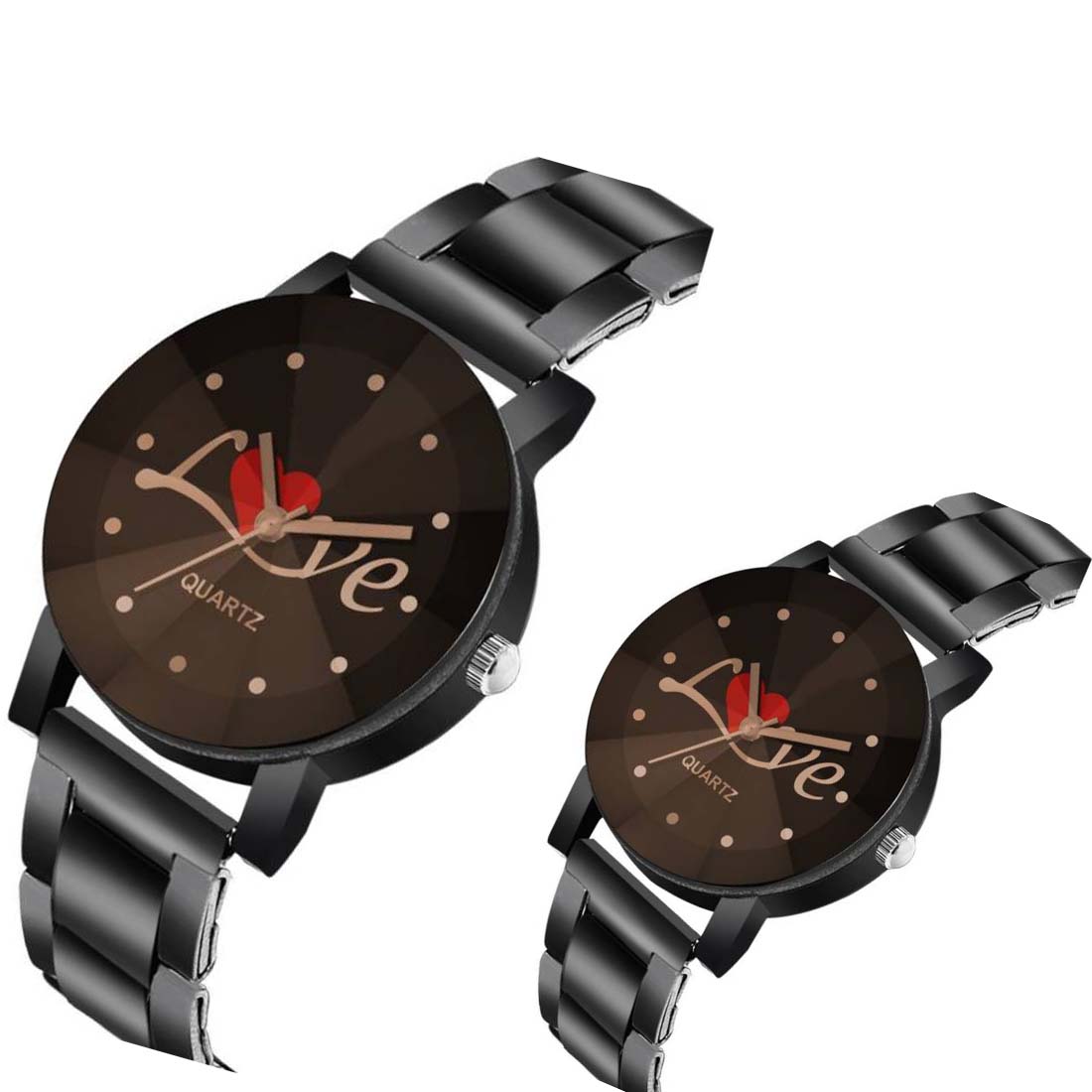 Love Couple Combo Analog Watch With Metal Chain - For Couples