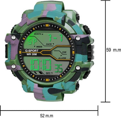 Green Army Print Watch – For Men