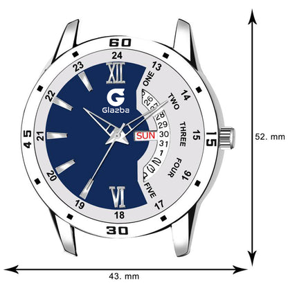 Men’s Dual Tone Blue & White Analog Watch with Day & Date
