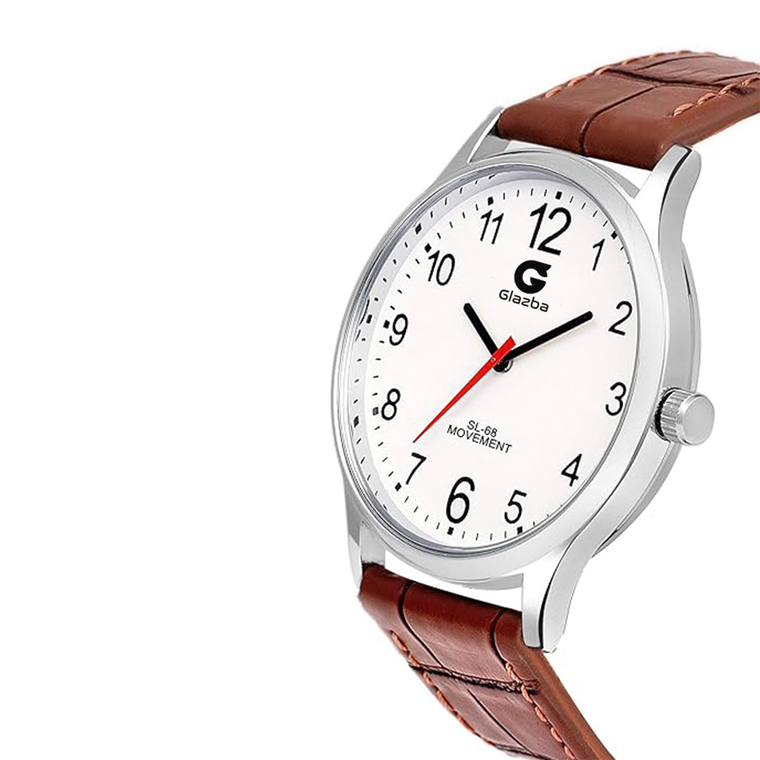 Bold & Classic: Brown Number Dial Leather Analog Watch – For Men