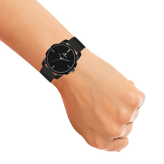 Classic  Black Sikka with Black Dial Watch - for Men