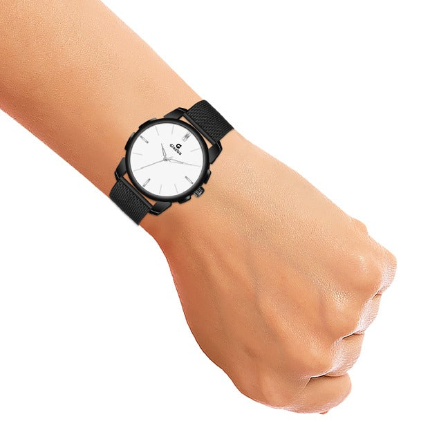 Classic Black Sikka with White Dial Watch - for Men