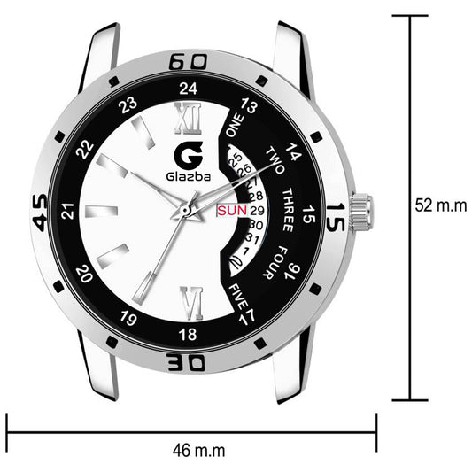 Men’s Dual Tone Black & White Analog Watch with Day & Date Function