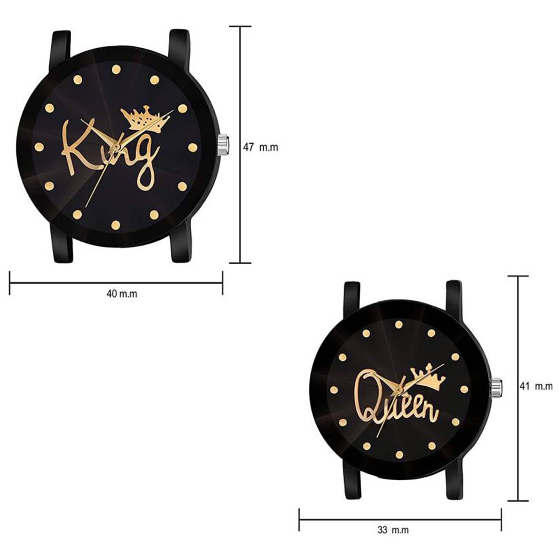 King Queen Combo Analog Watch With Metal Chain - For Couples