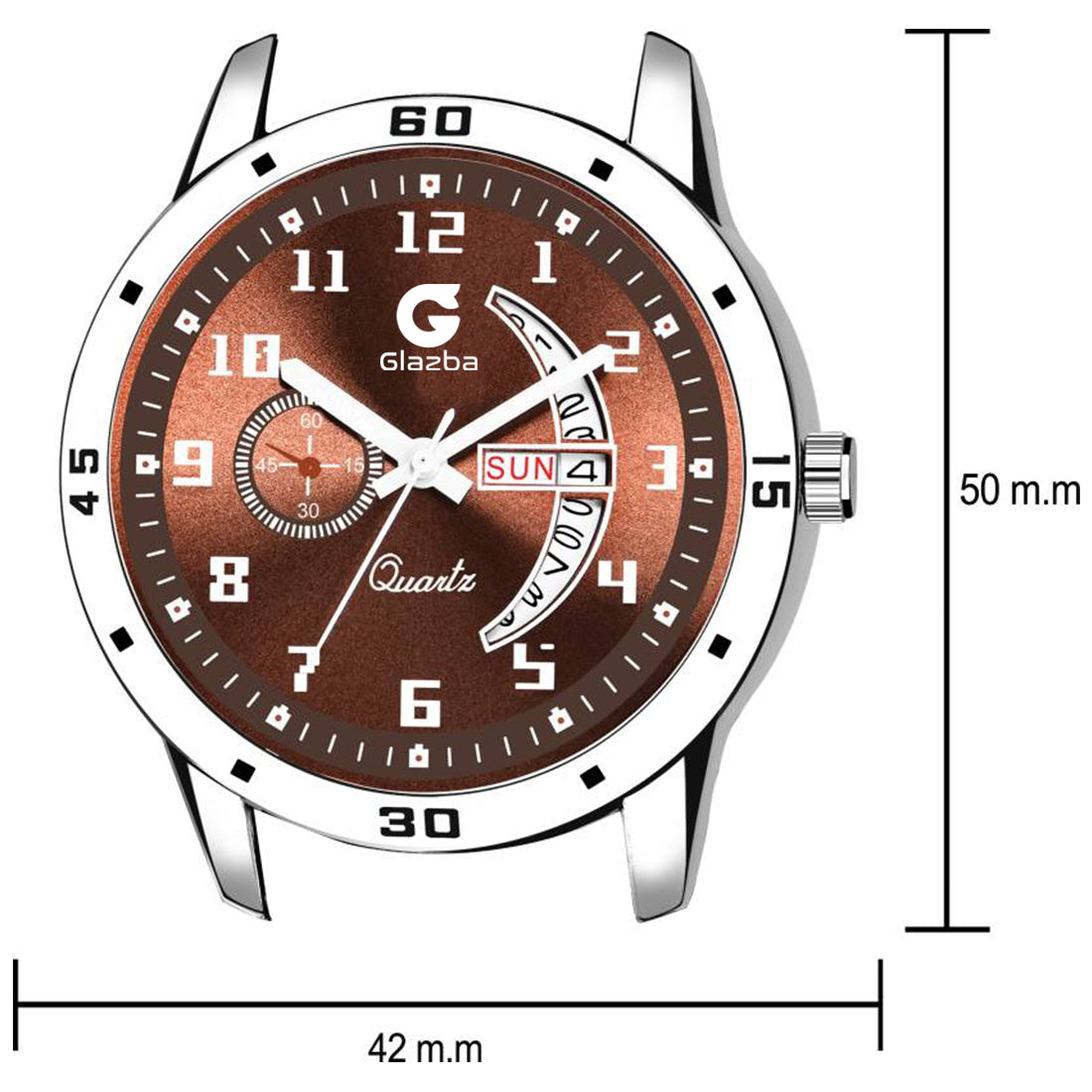 Men’s Analog Watch with Day & Date Function – Silver Stainless Steel Strap – Brown Dial Variant