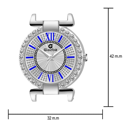 Elegant Silver Stone Analog Watch for Women – Stainless Steel Chain