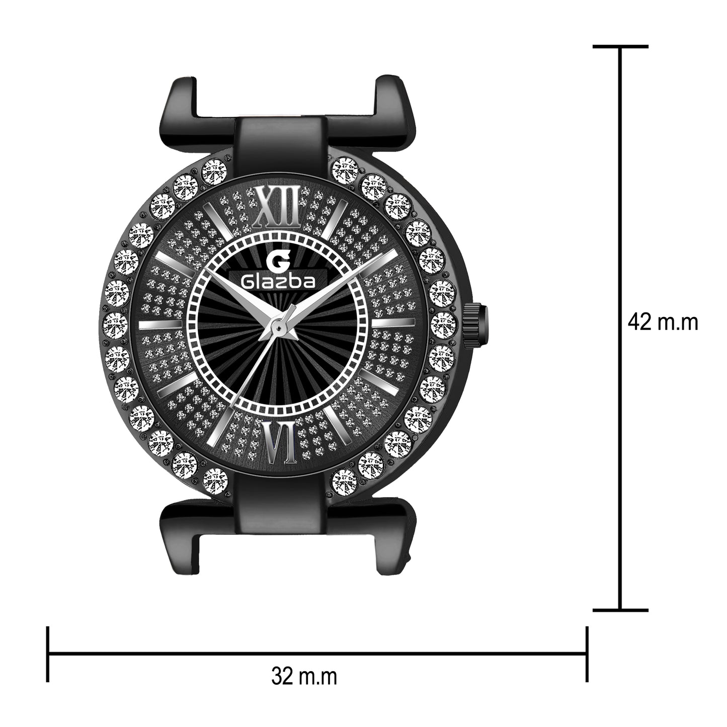 Elegant Black Stone Analog Watch for Women – Stainless Steel Chain