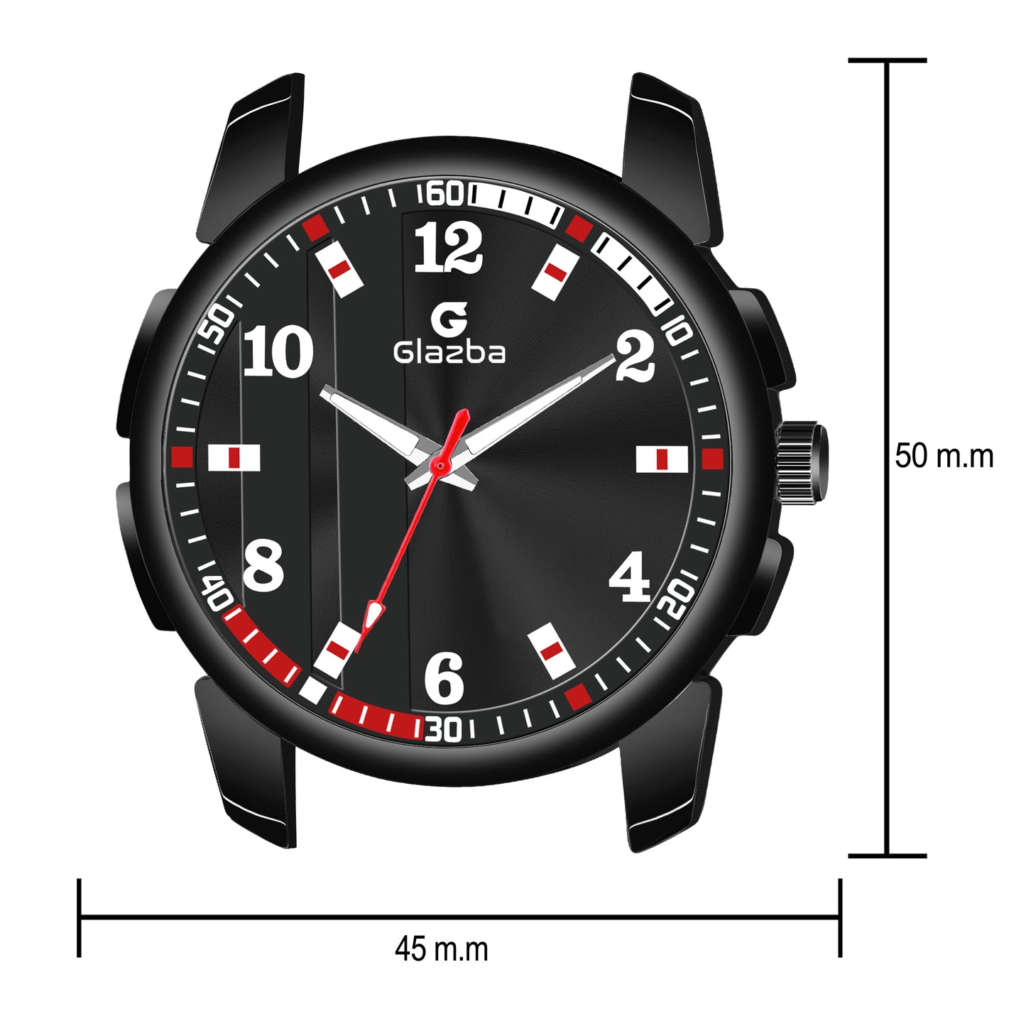 Glazba Black Sikka Red Dial Quartz Watch – Bold Multi-Function Look for Men