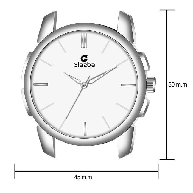 Classic White Dial Watch with Black Leather Strap – For Men