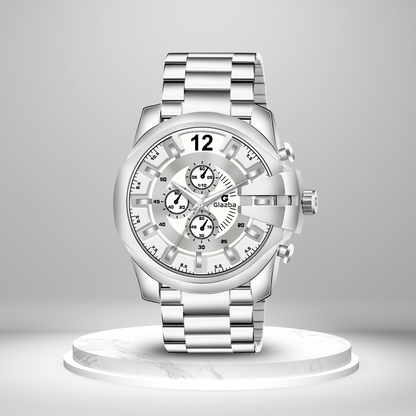 Glazba’s Sleek Silver Dial Chronograph Design  Analog Watch – For Men